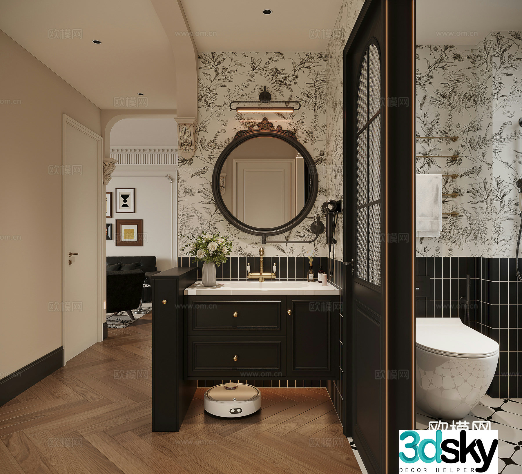 French retro public bathroom 3d model