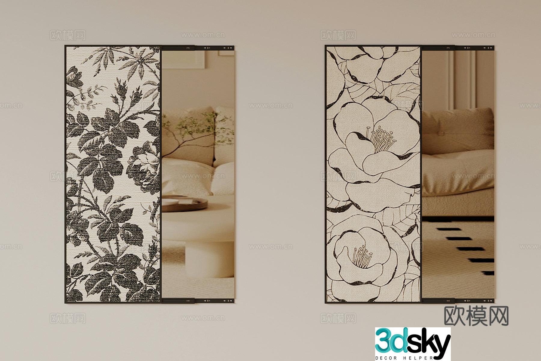 Mirror French wall-mounted mirror 3D model