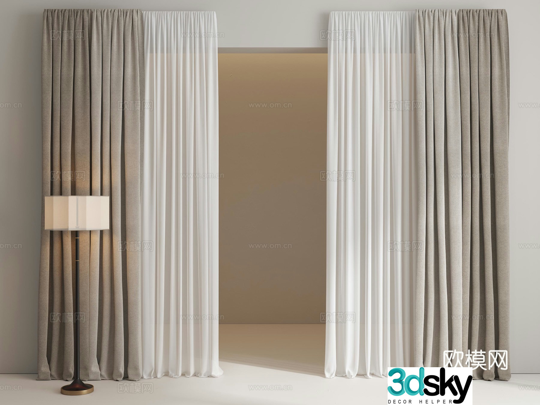 Modern curtains Cream curtains Gauze curtains Living room curtains Bedroom curtains 3d model