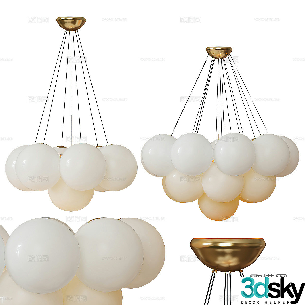 Modern light luxury spherical decorative chandelier 3d model