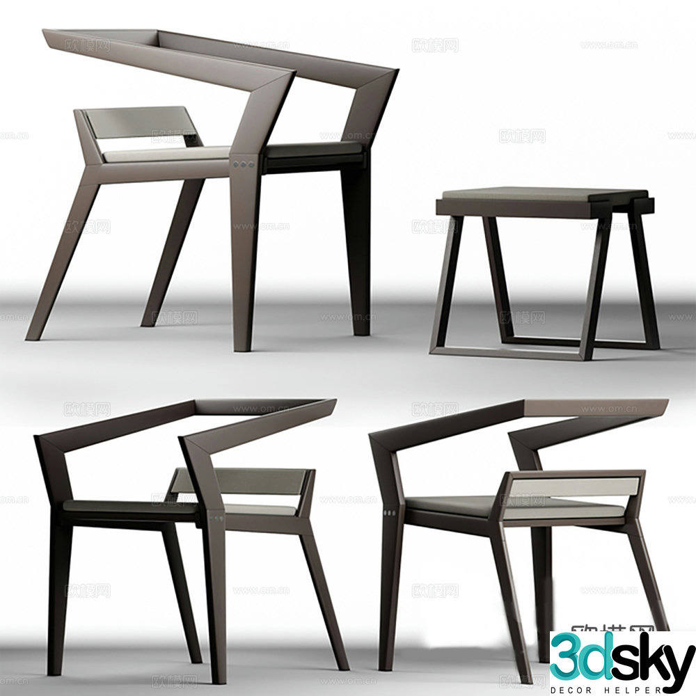 Chair Single Chair Solid Wood Single Chair 3D Model