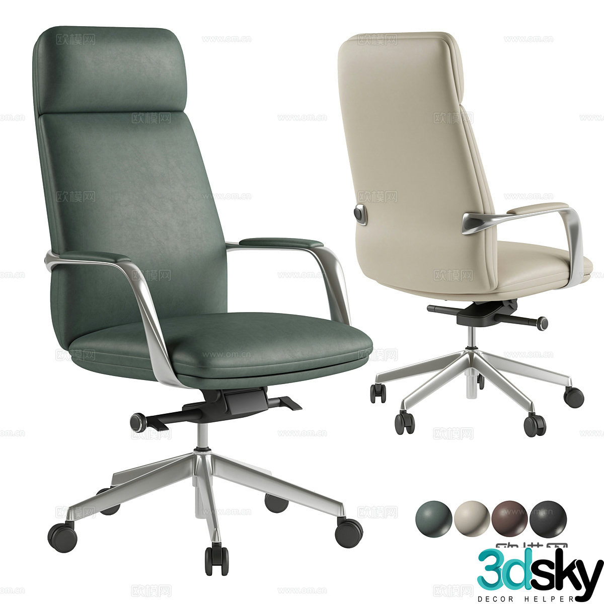 Modern Italian leather office chair 3d model