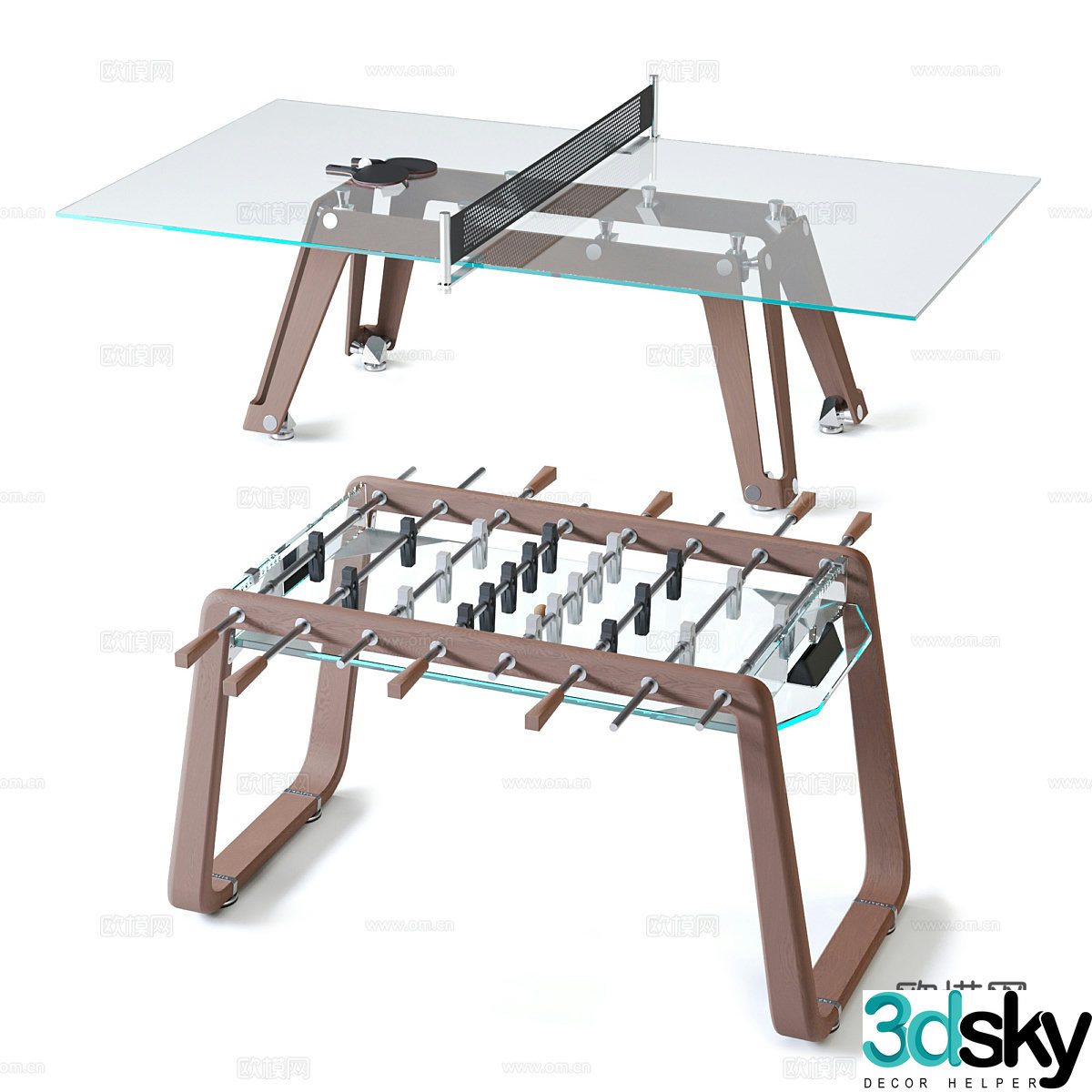 Table tennis table foosball 3d model