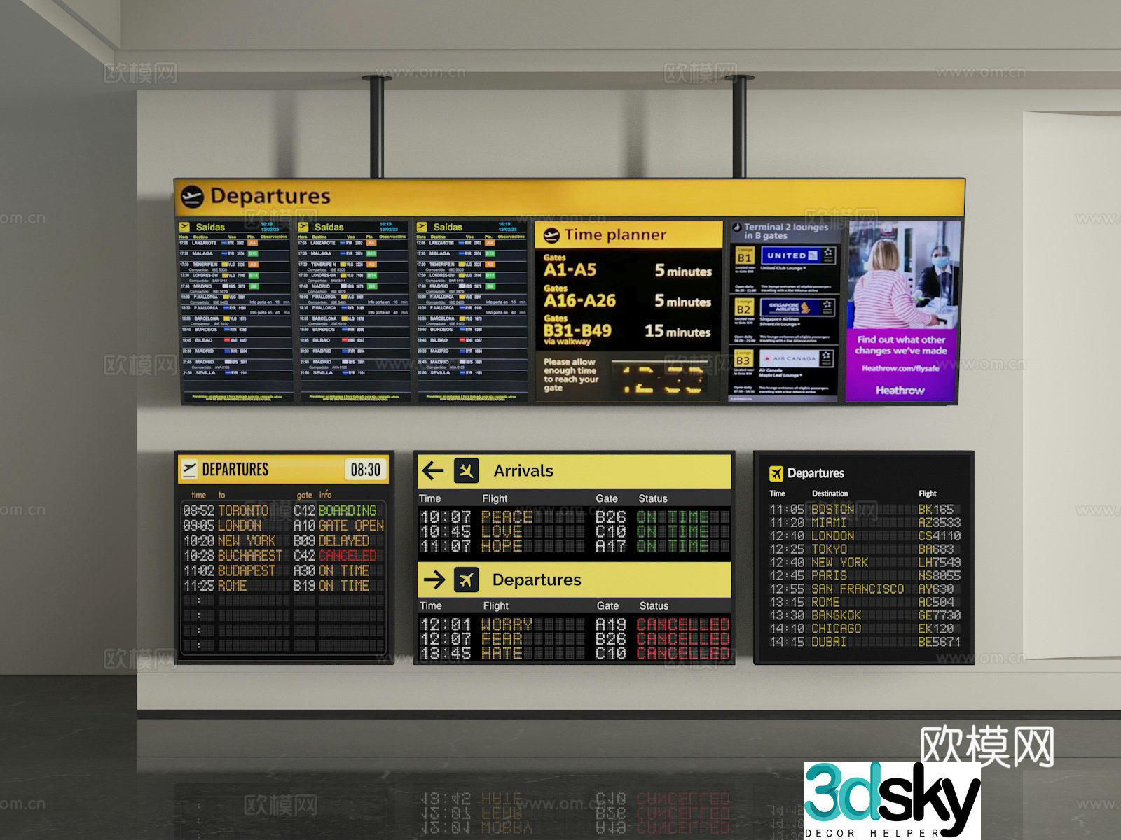 flight schedule 3d model