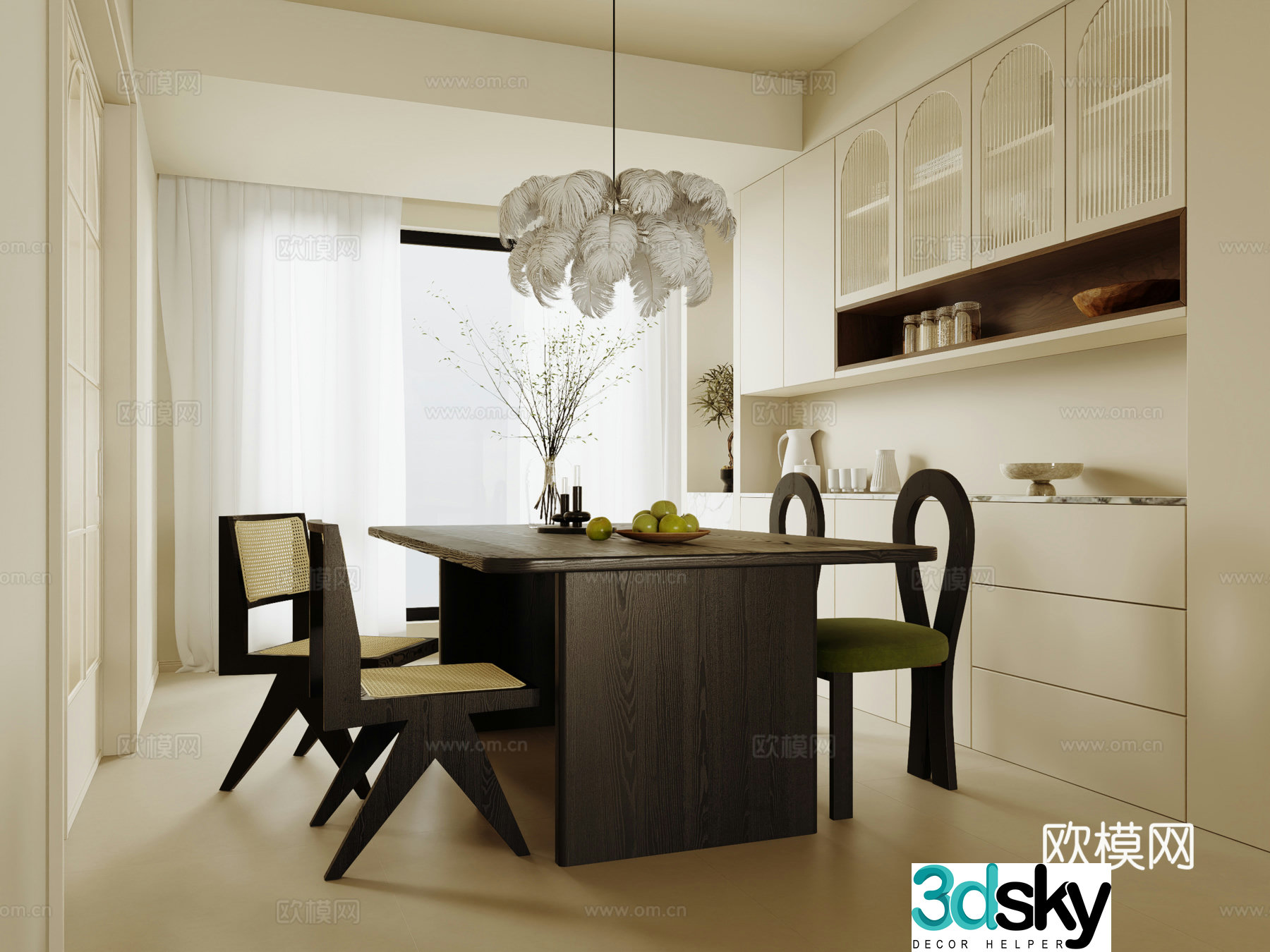 Middle-aged home restaurant open restaurant 3d model