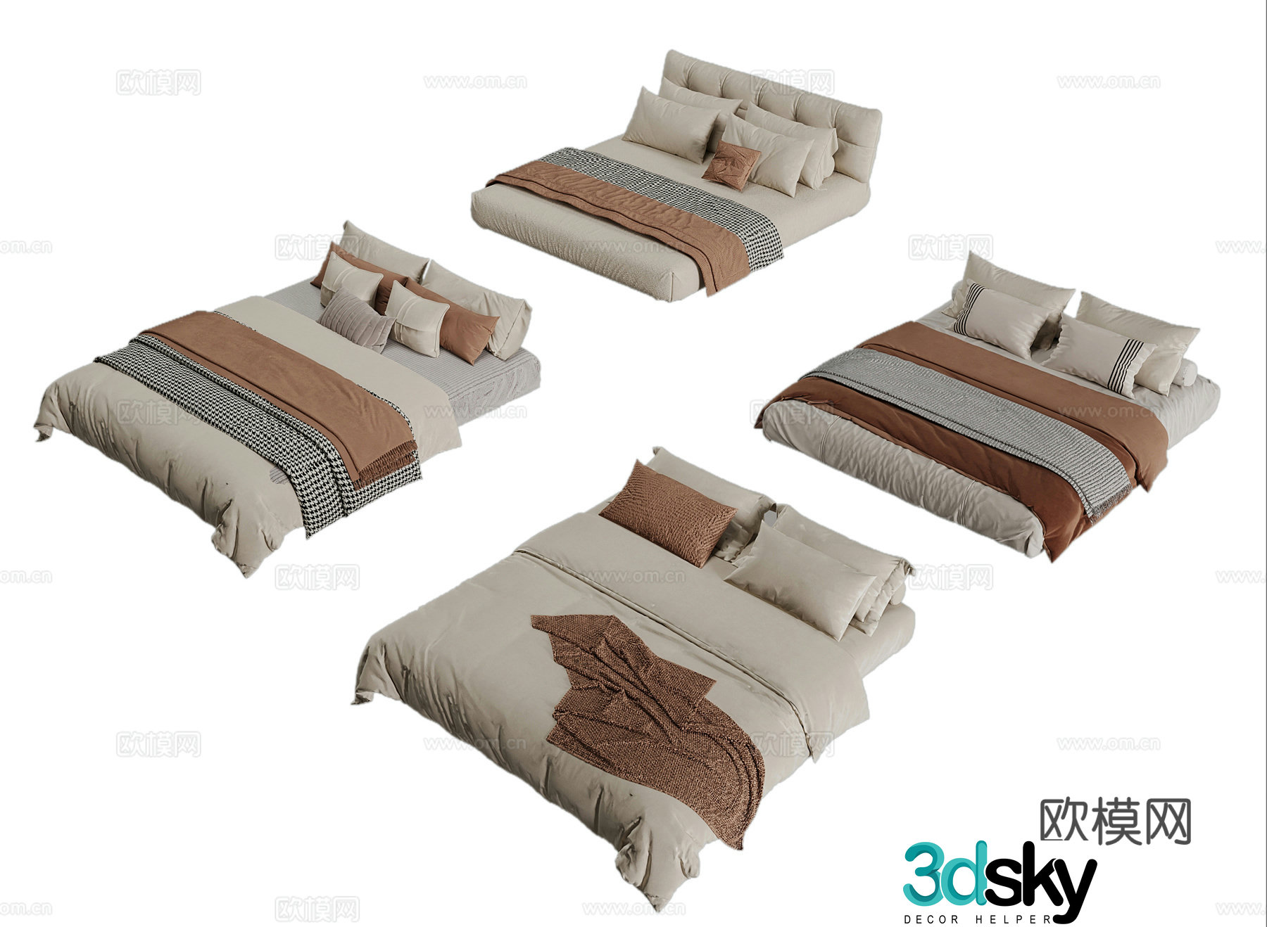 Modern mattress bedding quilt 3d model