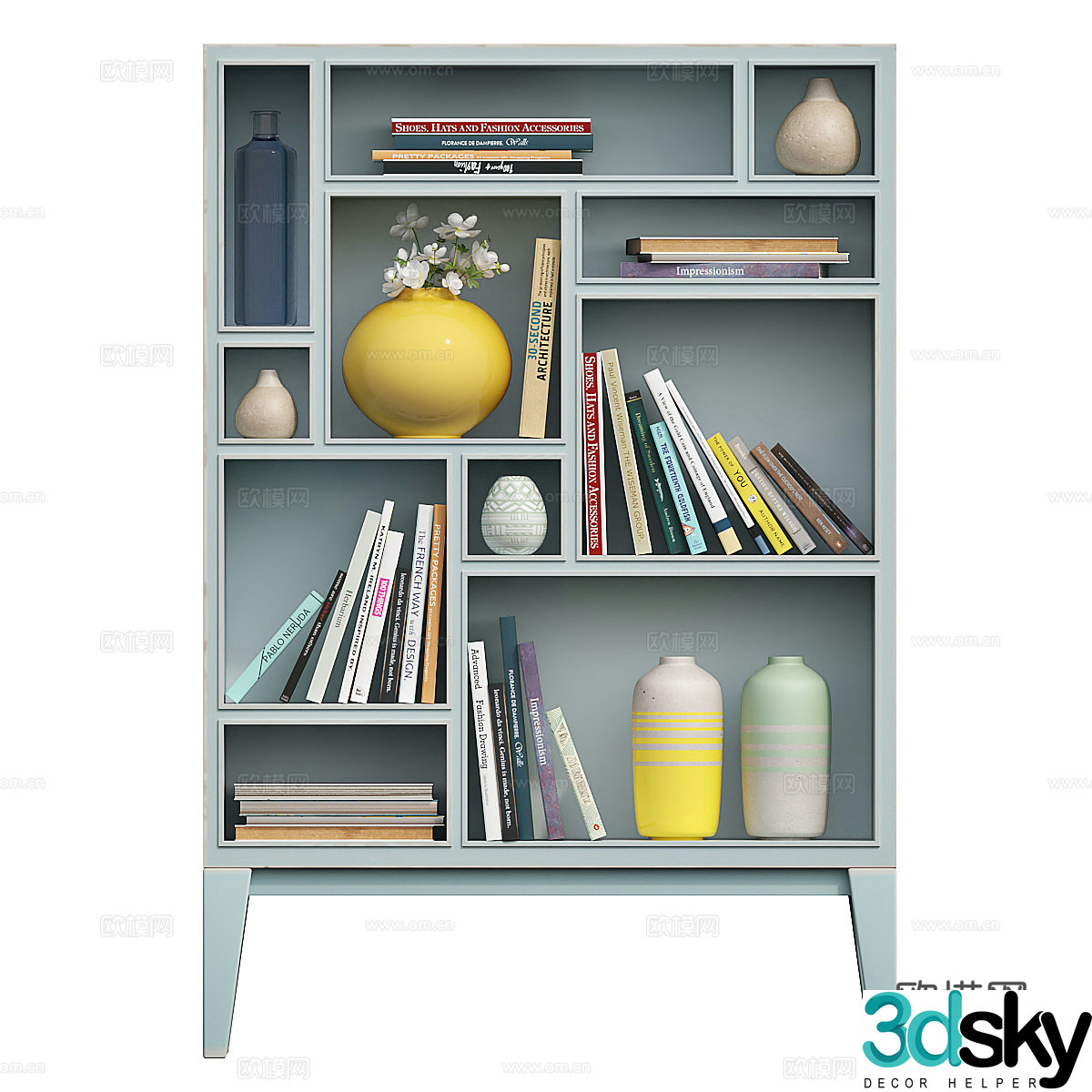 Modern Nordic finished low bookcase 3D model