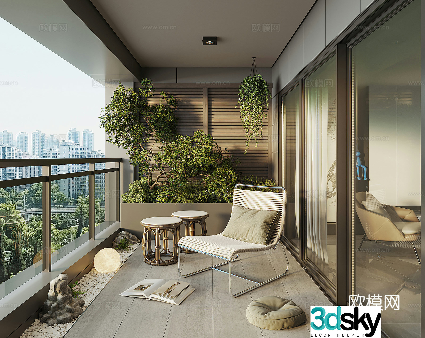 Modern balcony garden 3d model