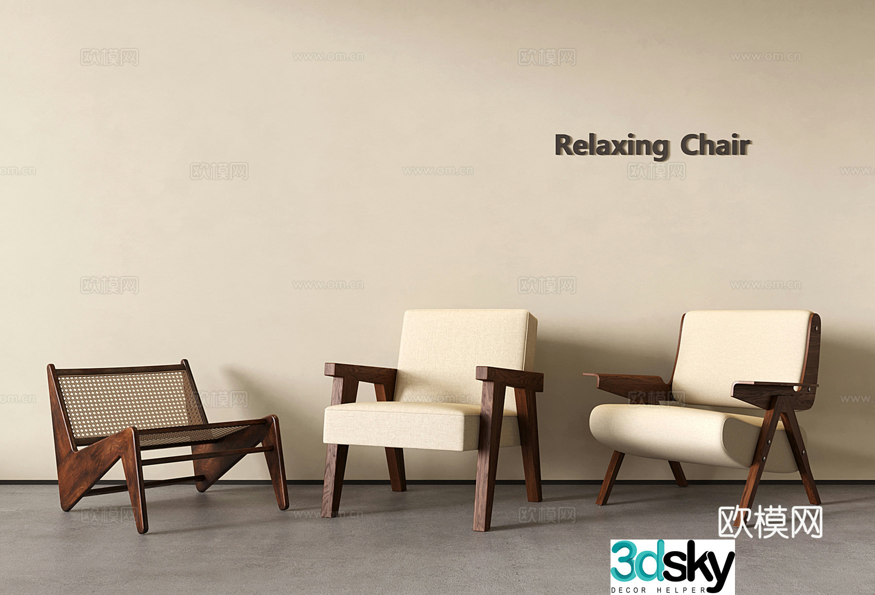 Medium style leisure chair sofa chair single sofa 3d model