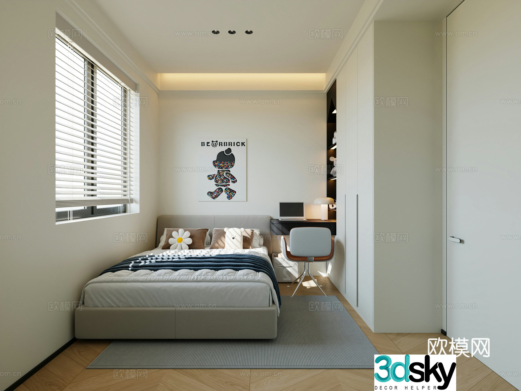 Modern children’s room boy’s room children’s universal bedroom children’s decoration painting children’s wardrobe desk 3d model