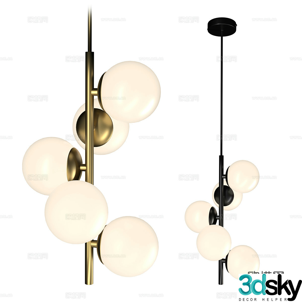 Modern light luxury decorative chandeliers 3d model