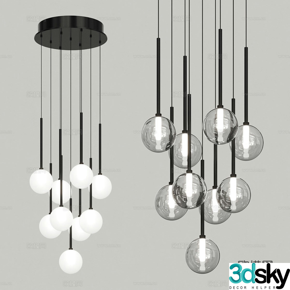 Modern Italian light luxury decorative chandelier 3d model