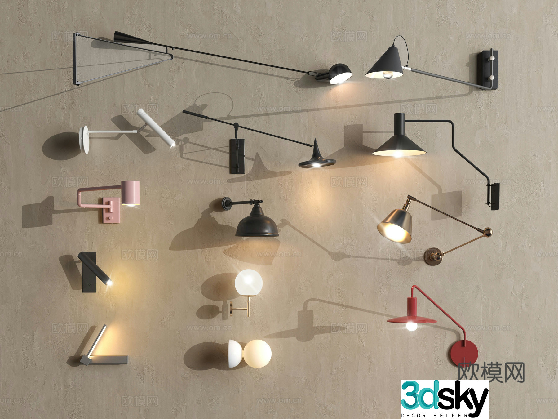 Wall lamp lamp lamp lamp circular wall lamp metal wall lamp 3d model