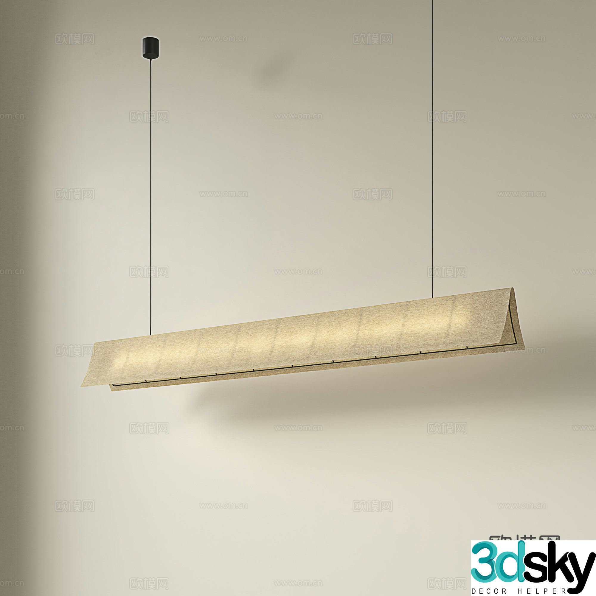 Japanese long chandelier retro restaurant chandelier new Chinese tea room chandelier homestay bar chandelier 3D model