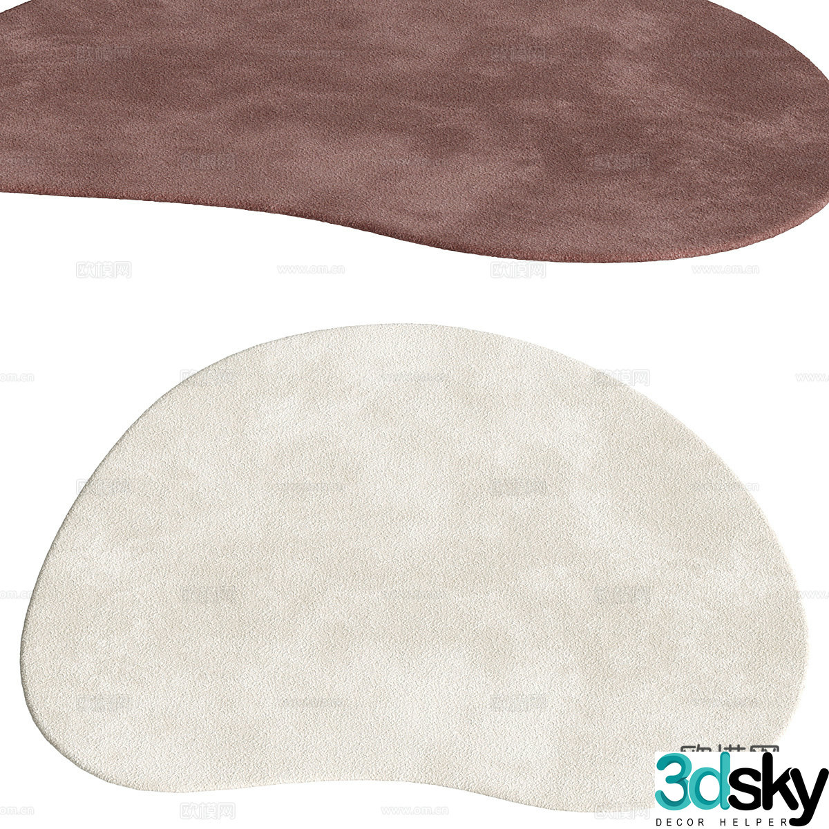 Modern cream style fabric carpet 3d model