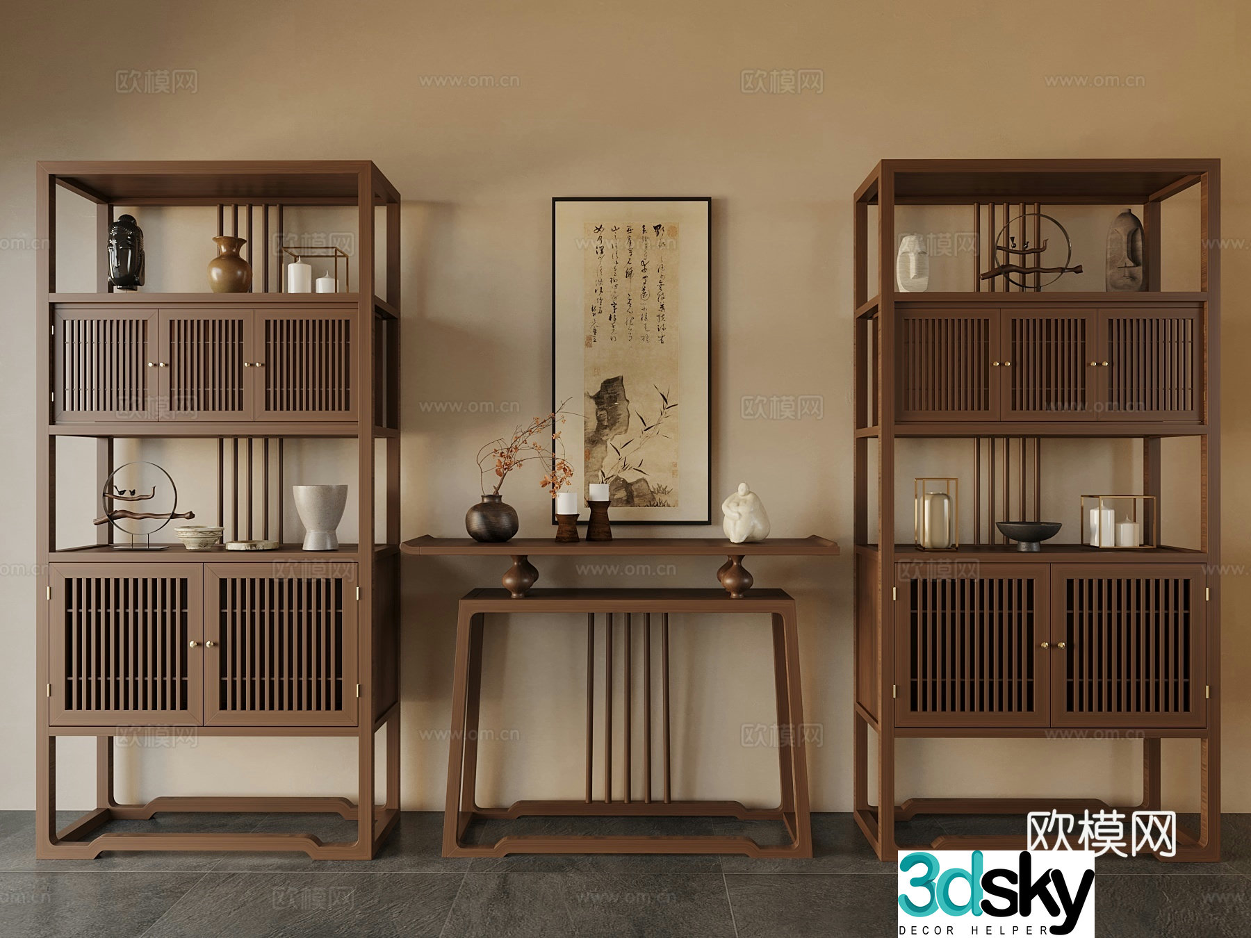 New Chinese style 3D model of Bo Gu shelf