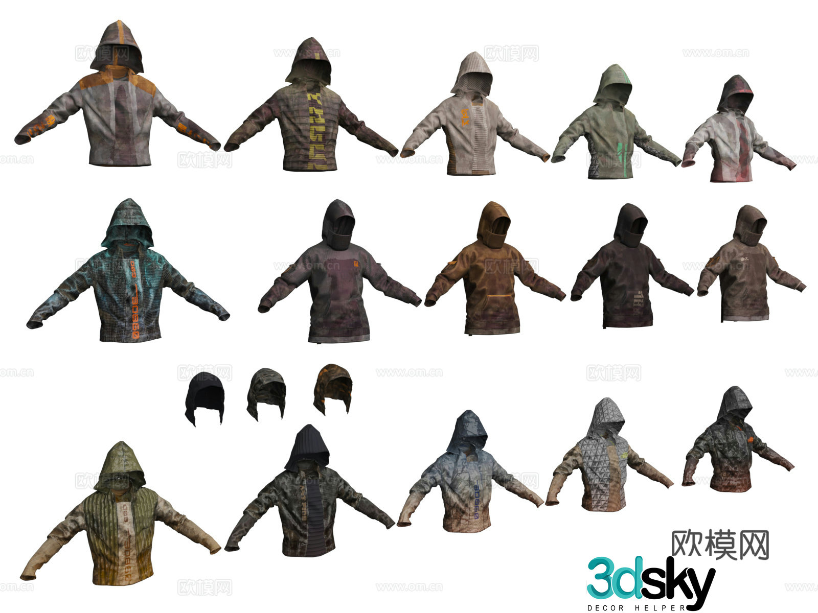Hoodie Cyberpunk style clothing decoration props model 3d model