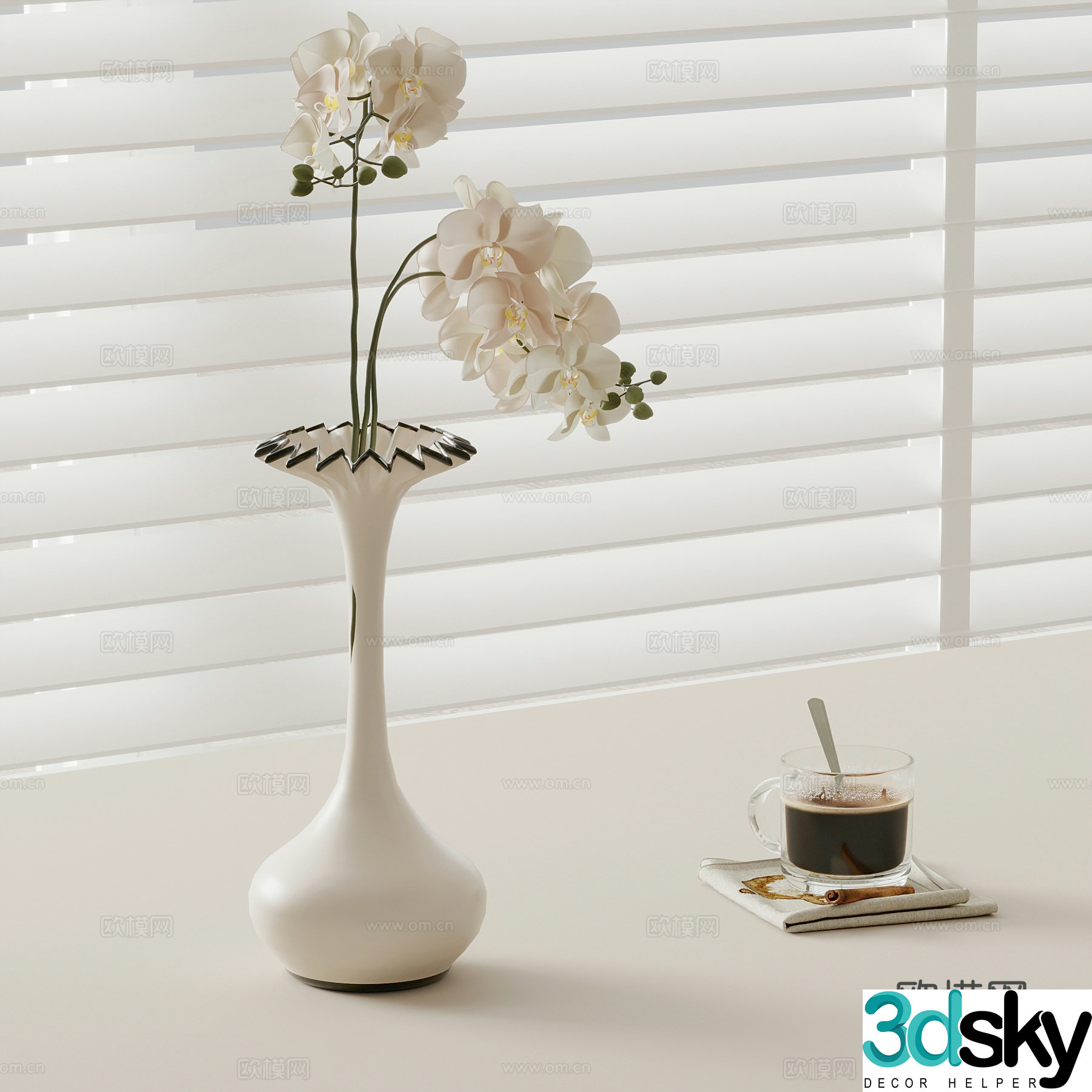 French retro style vase floral ornament 3d model
