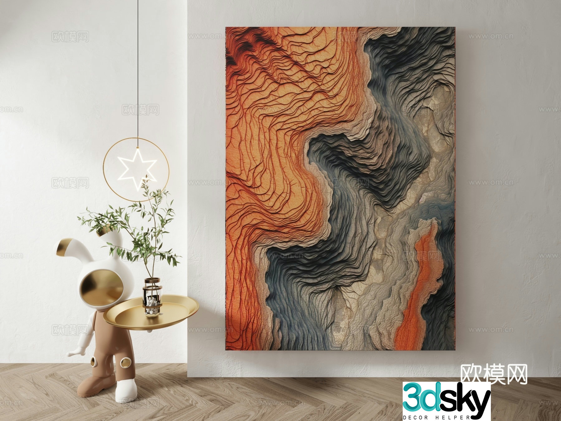 Art abstract decorative painting 3d model