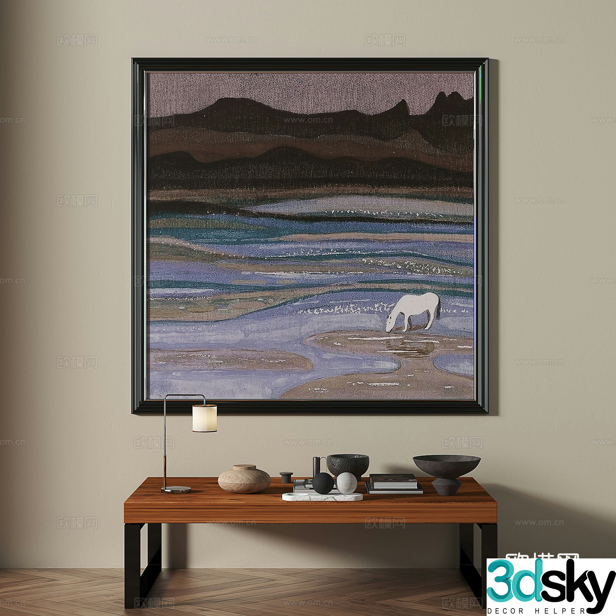 Modern French retro medieval light luxury oil painting decorative painting 3d model