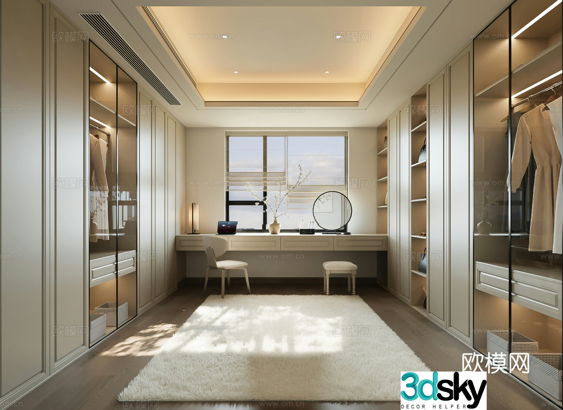 New Chinese style cloakroom Zhongdao cabinet Jewelry cabinet 3D model