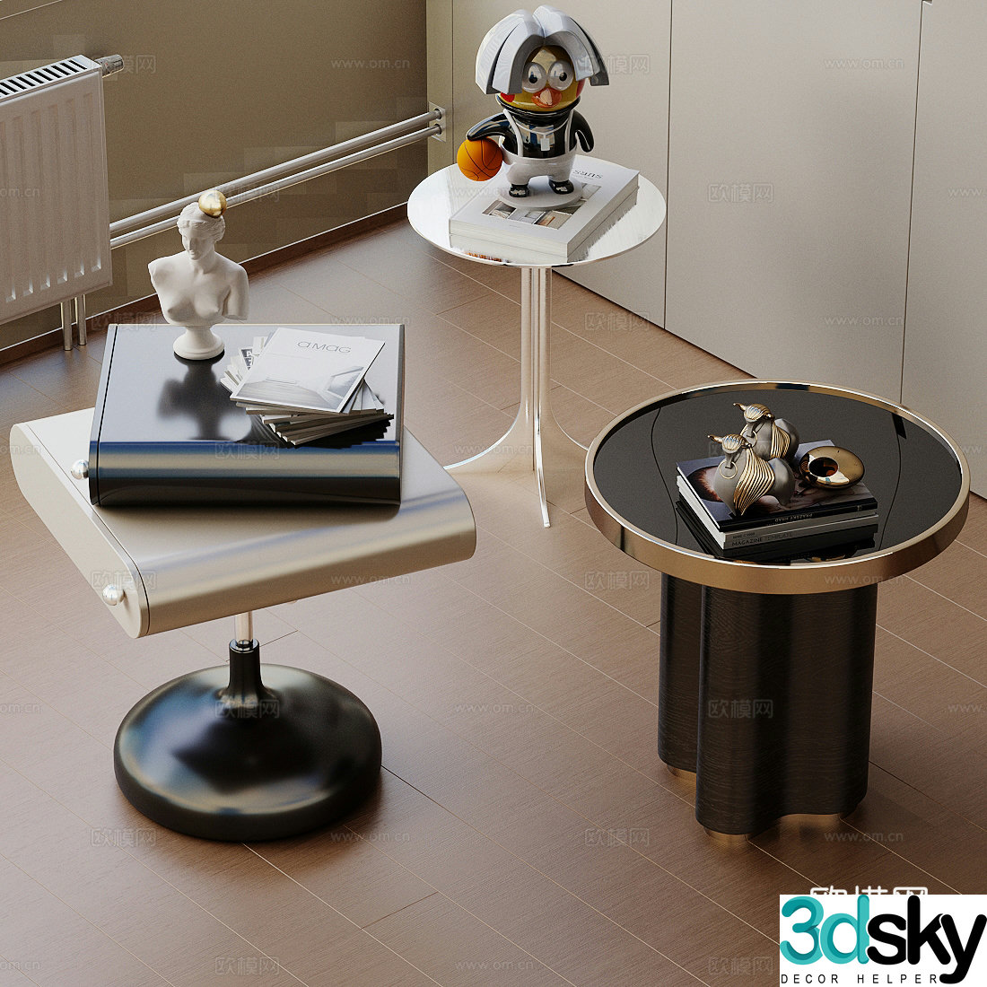 Modern Italian side table light luxury Italian side table metal side table special-shaped side table corner table round side table 3D model