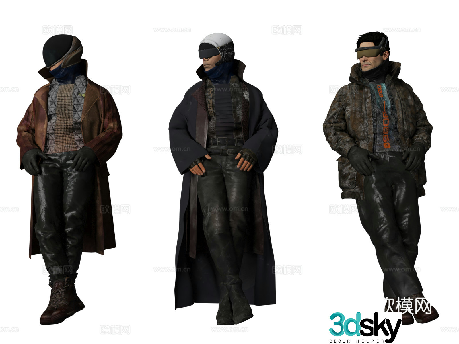 Standing against the wall Cyberpunk style Character Pose Model 3D Model