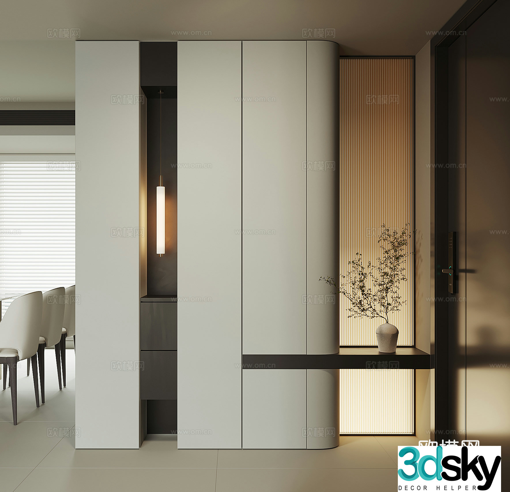 Modern home entrance shoe cabinet 3D model