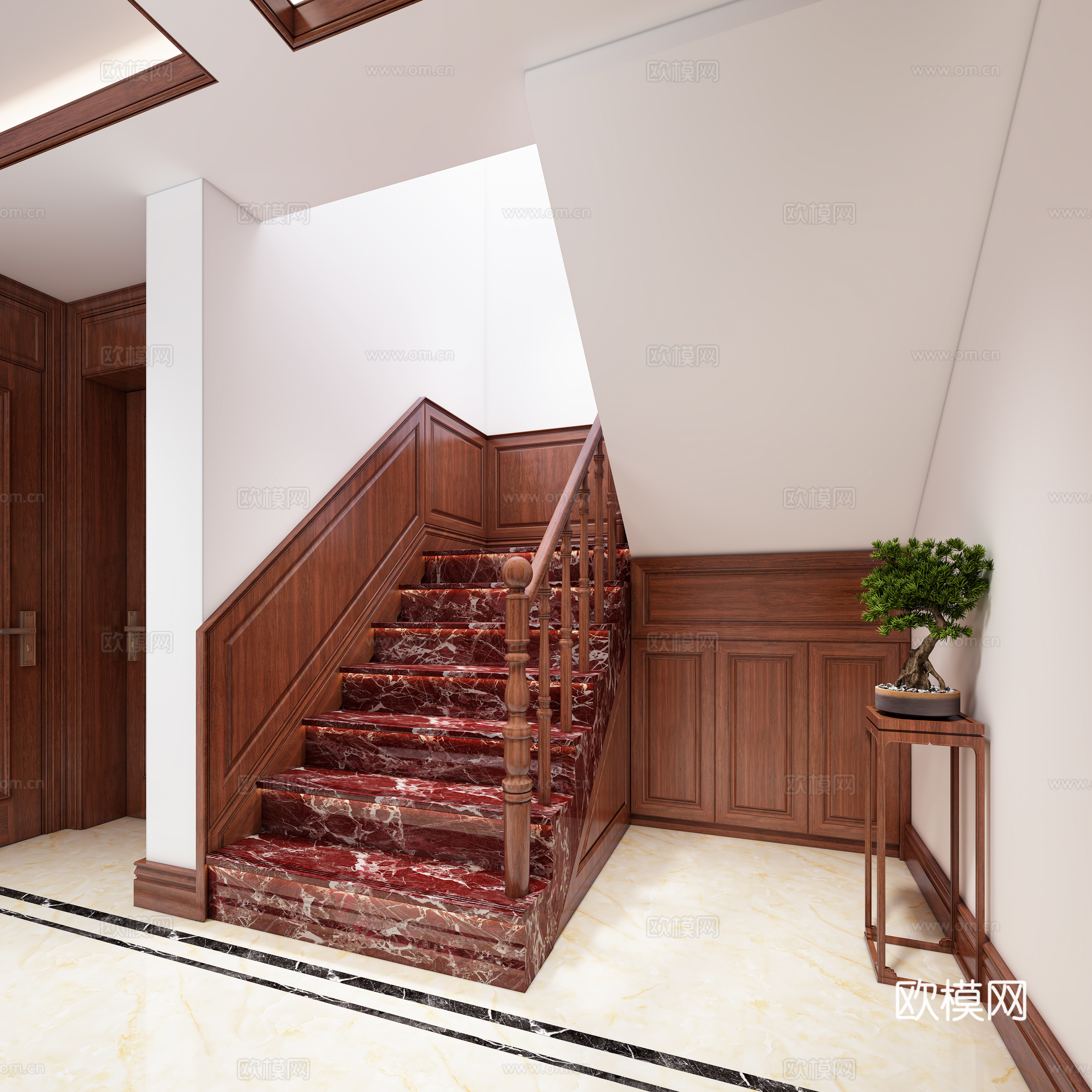 New Chinese-style Chinese-style stairwell 3D model