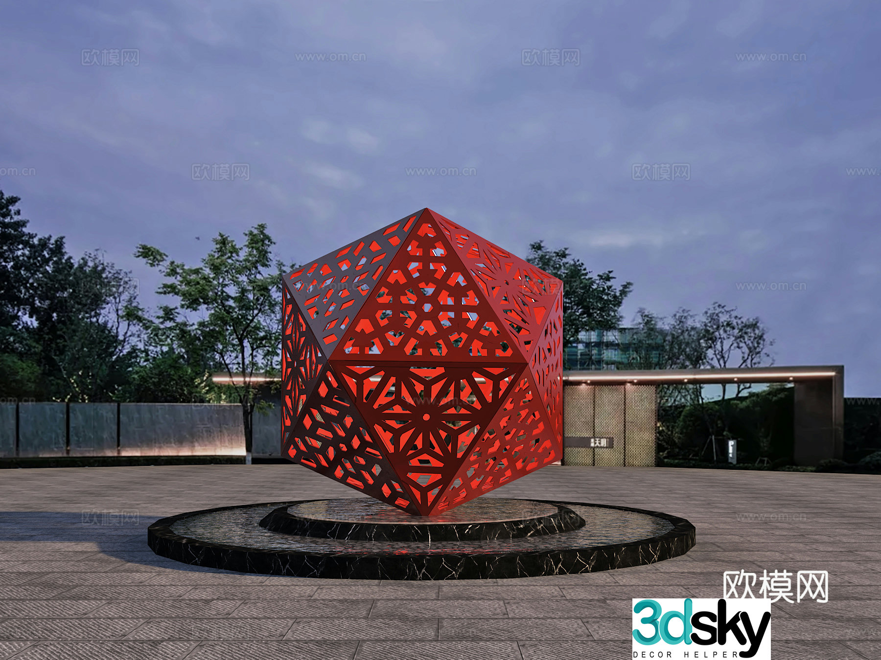 Square installation Sculpture Landscape Art sketch 3d model