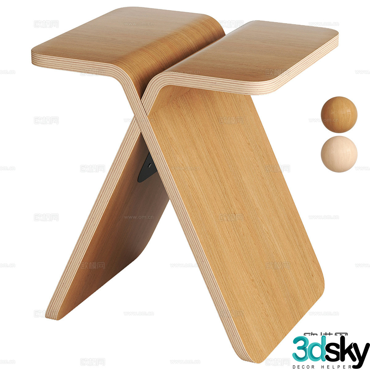 New Chinese wooden stool makeup stool shoe change stool 3D model