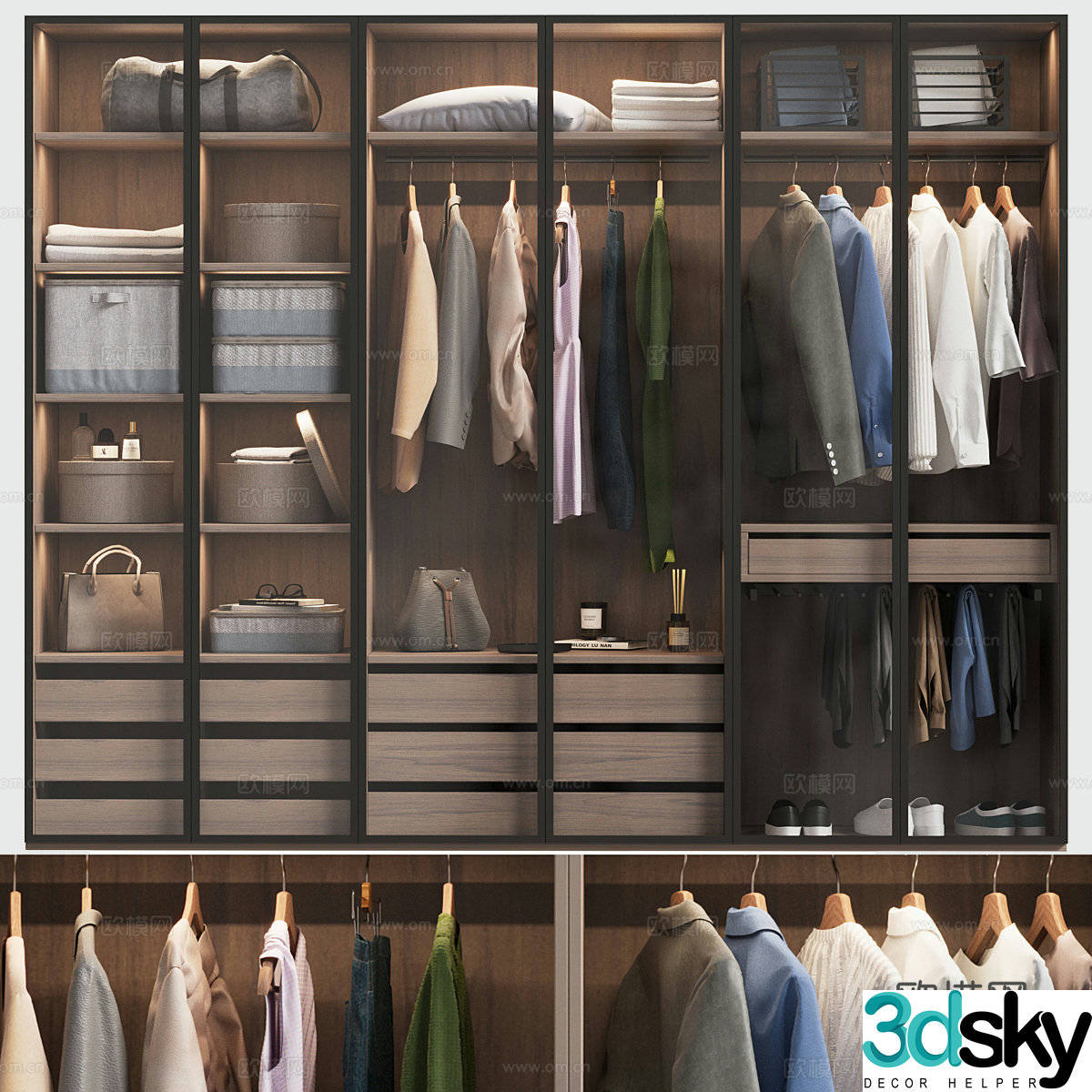 Modern Italian glass wardrobe 3d model