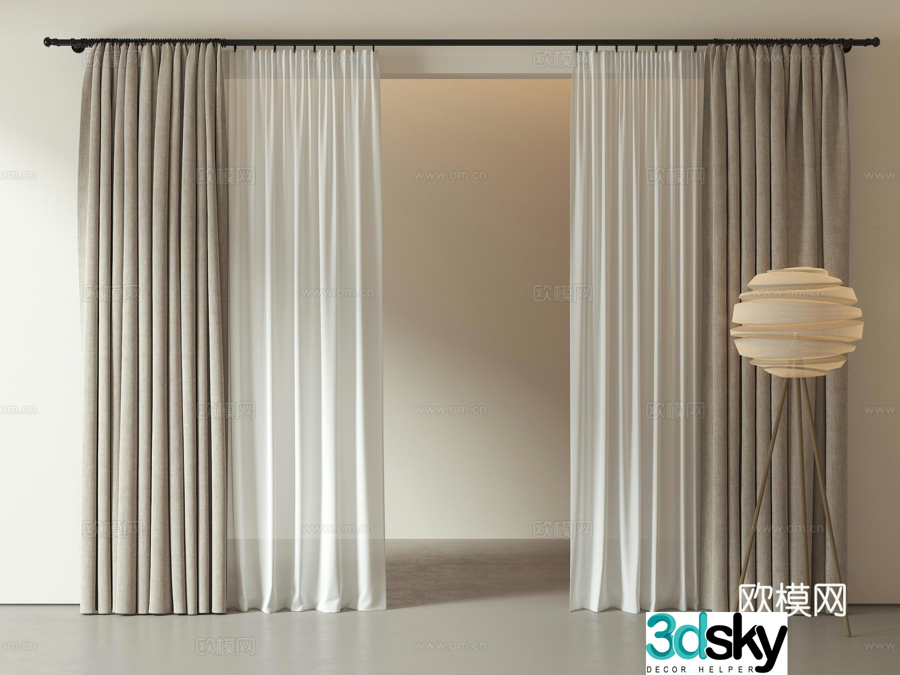 Modern curtains Cream curtains Gauze curtains Living room curtains Bedroom curtains 3d model