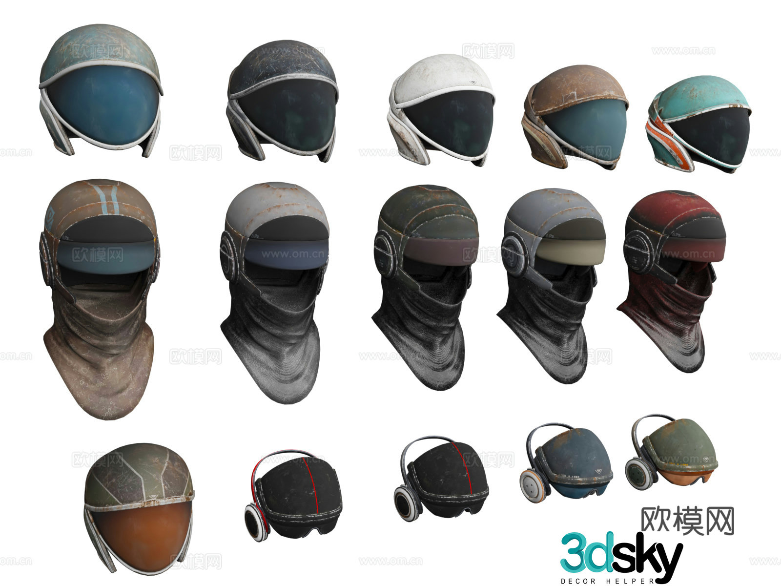 Full cover helmet Cyberpunk style Costume decoration props 3D model