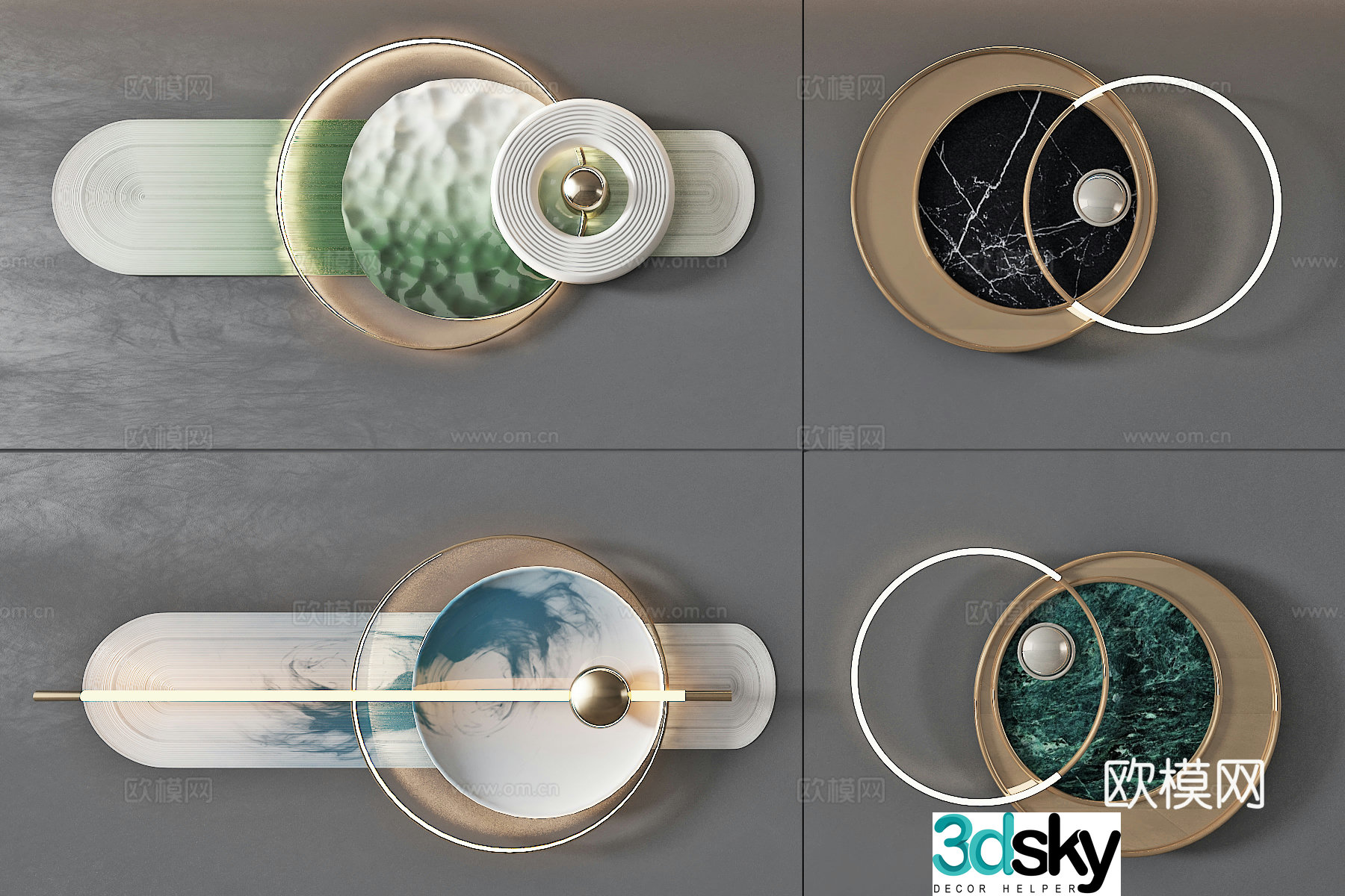 Modern light luxury wall decoration pendant three-dimensional painting art installation 3d model