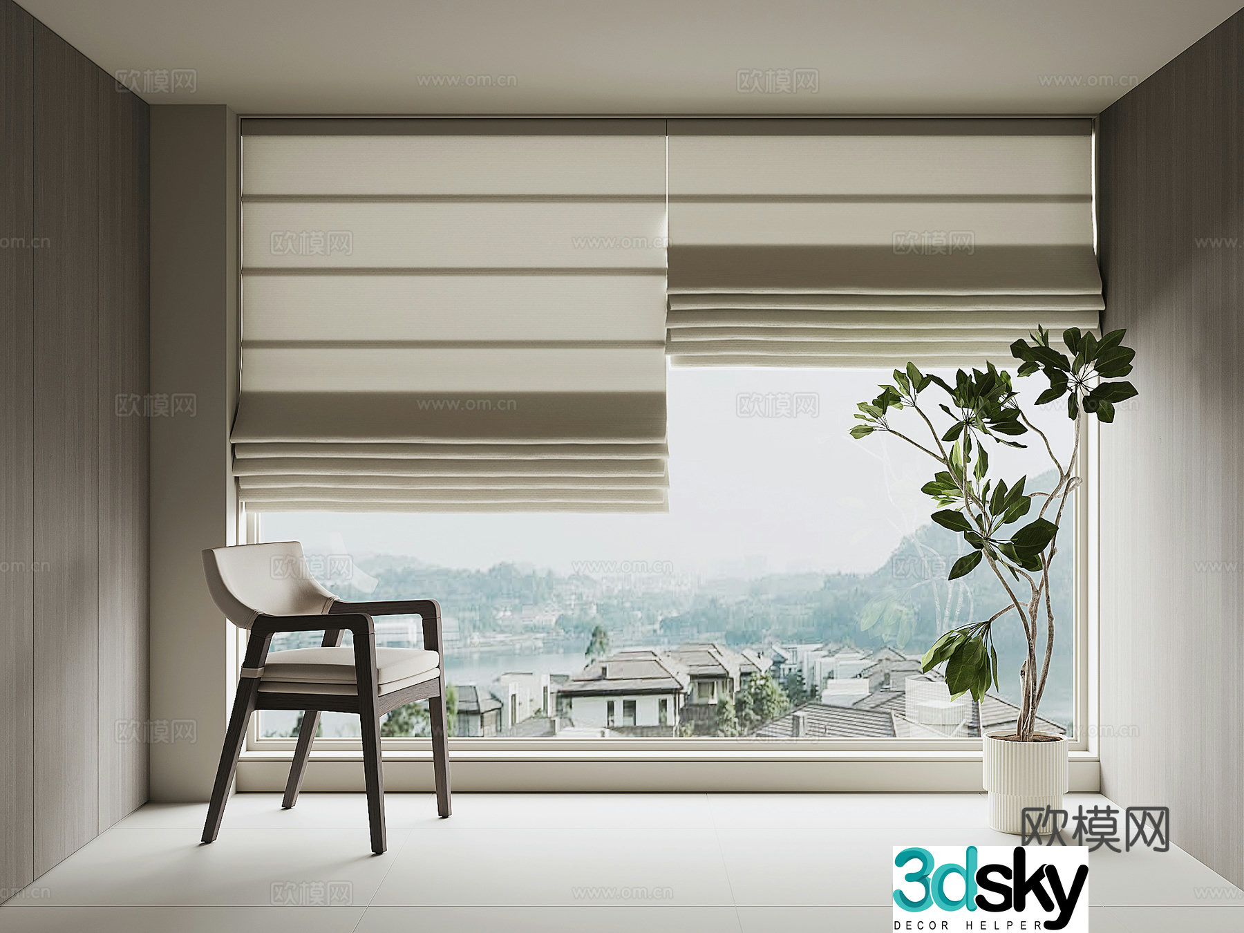 Modern home curtains 3d model