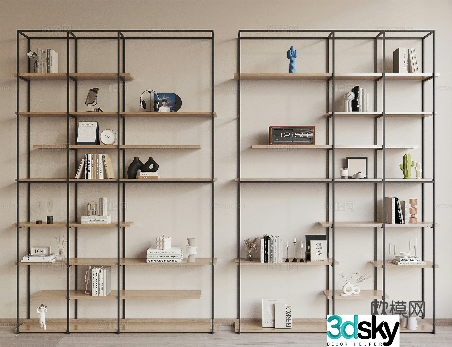 Modern bookshelf 3d model