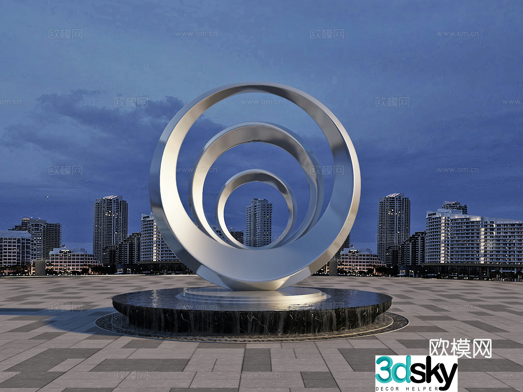 Square installation Sculpture Landscape Art sketch 3d model