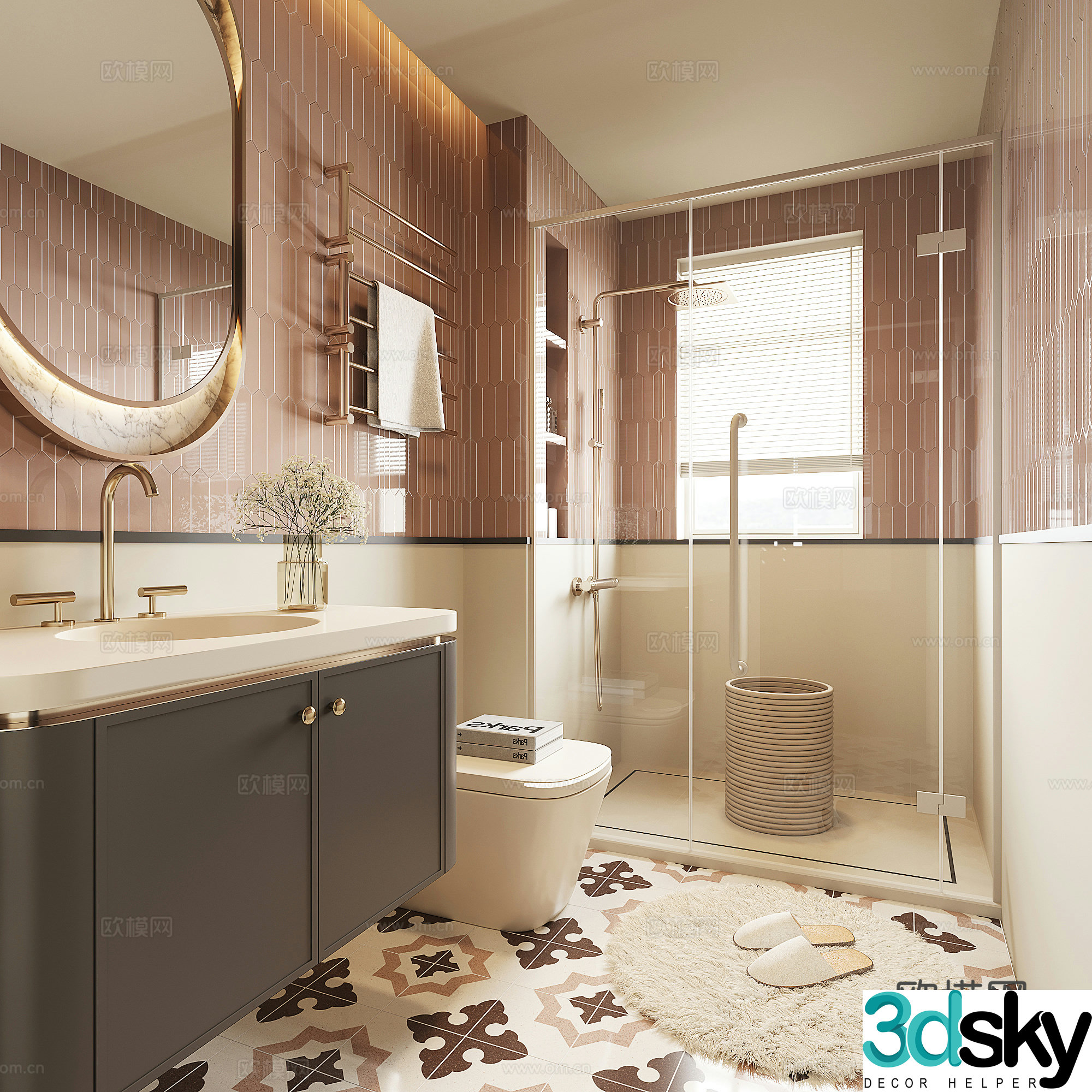 Modern French bathroom 3d model
