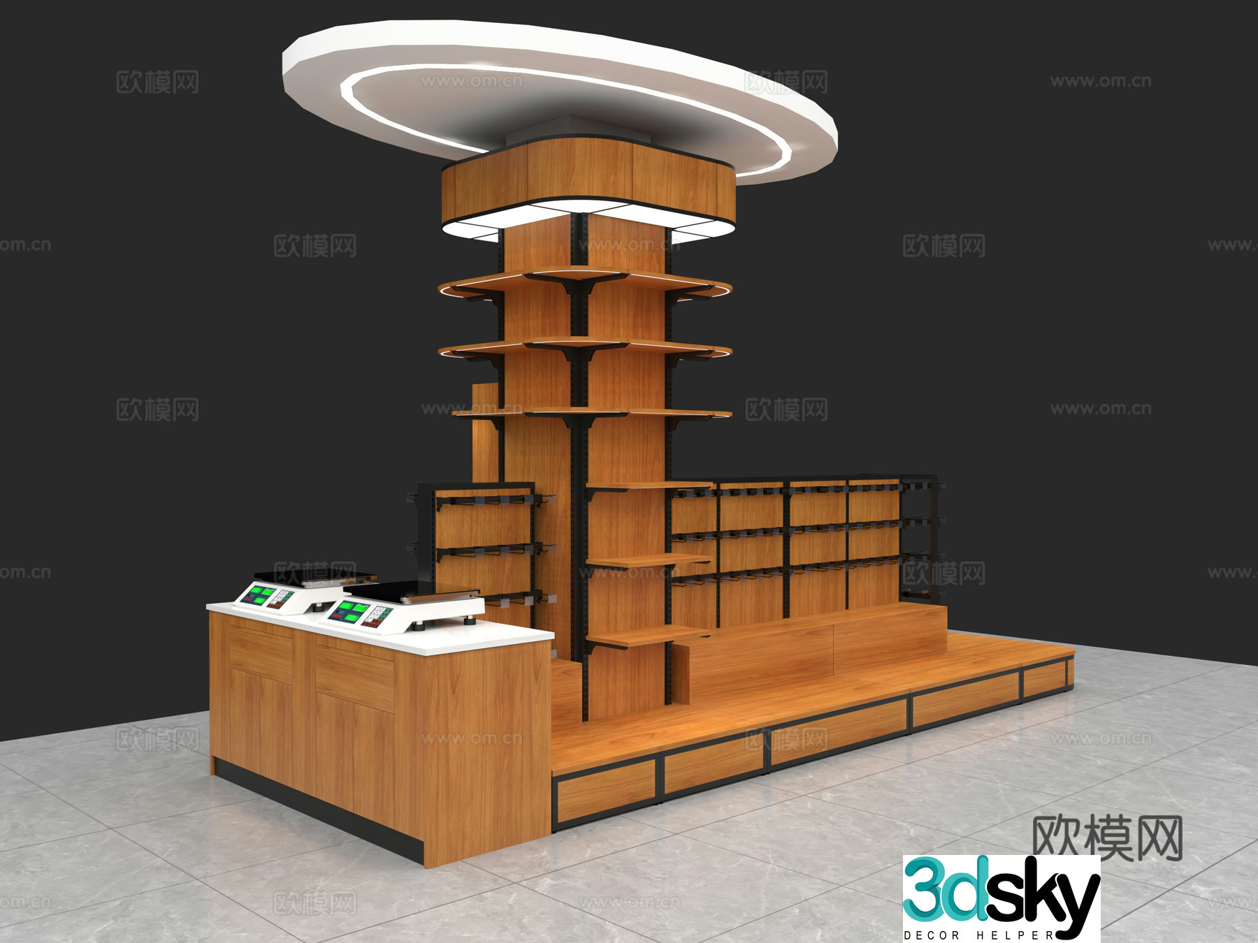 Showcase shelves weighing platform column shelf column shelf 3D model