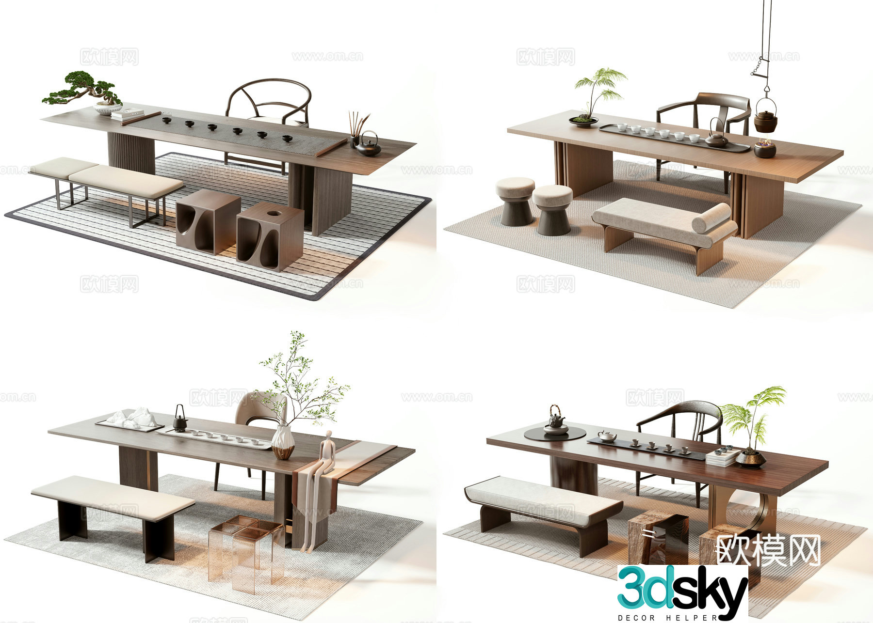 Tea table and chair 3d model