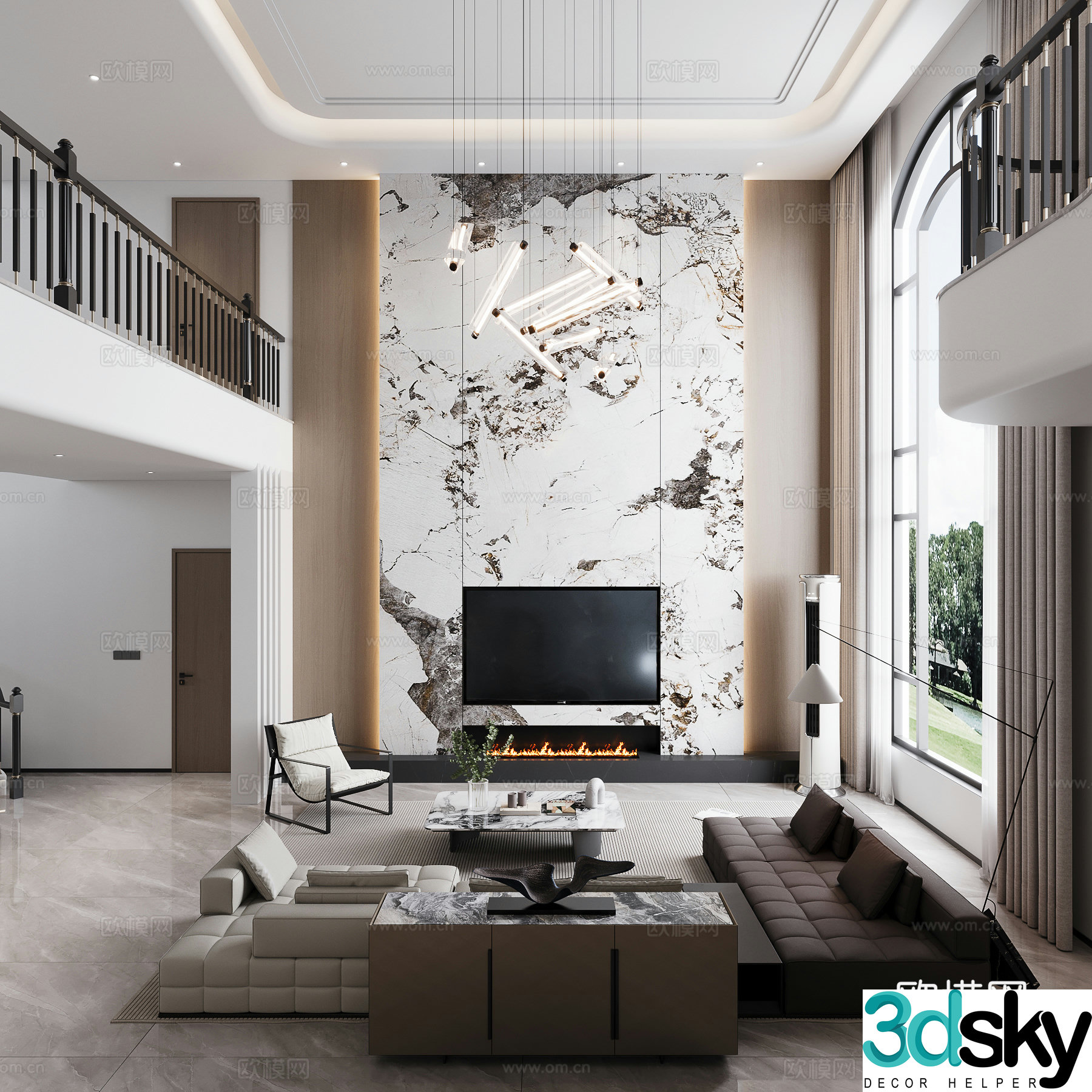 Villa Italian living room 3d model