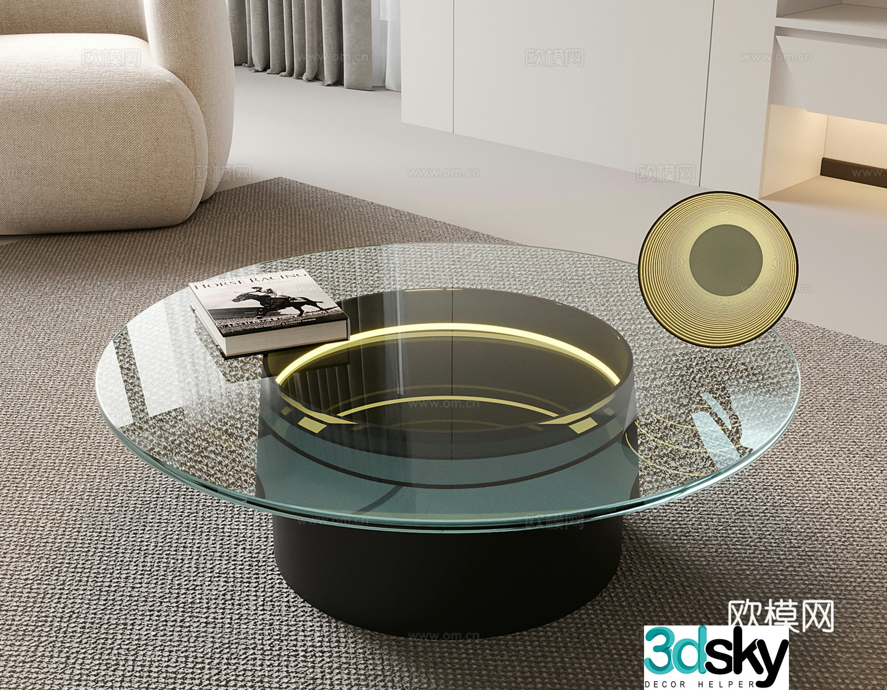 Modern Abyss Mirror Coffee Table Glass Coffee Table Round Coffee Table Abyss Mirror 3D Model