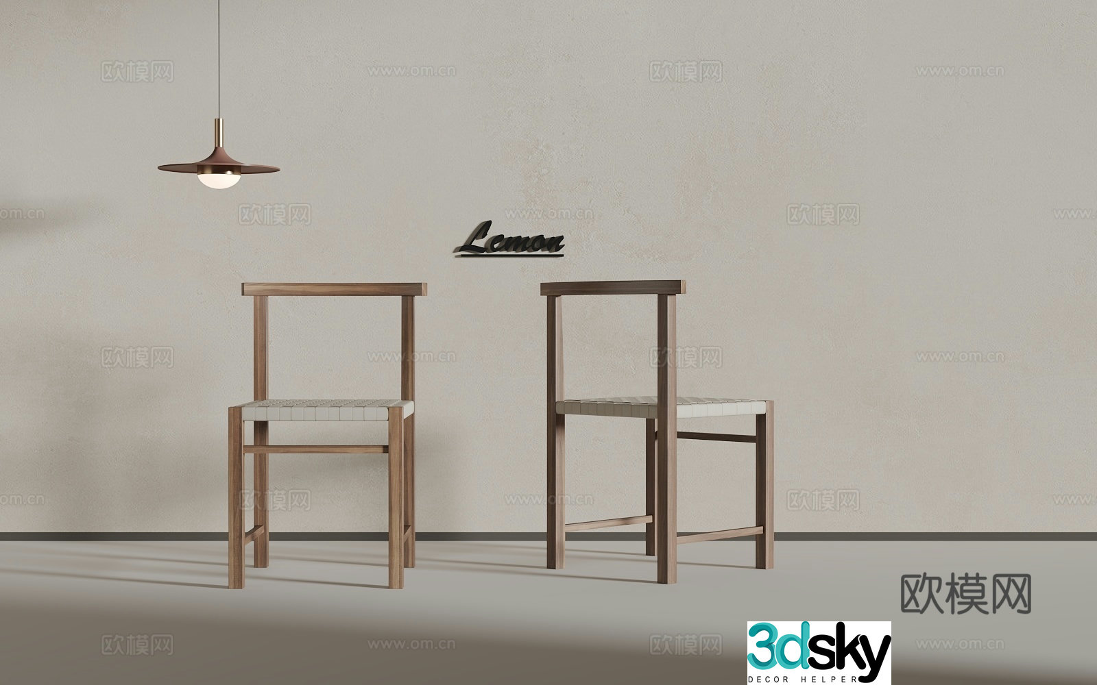 Wooden single chair 3d model