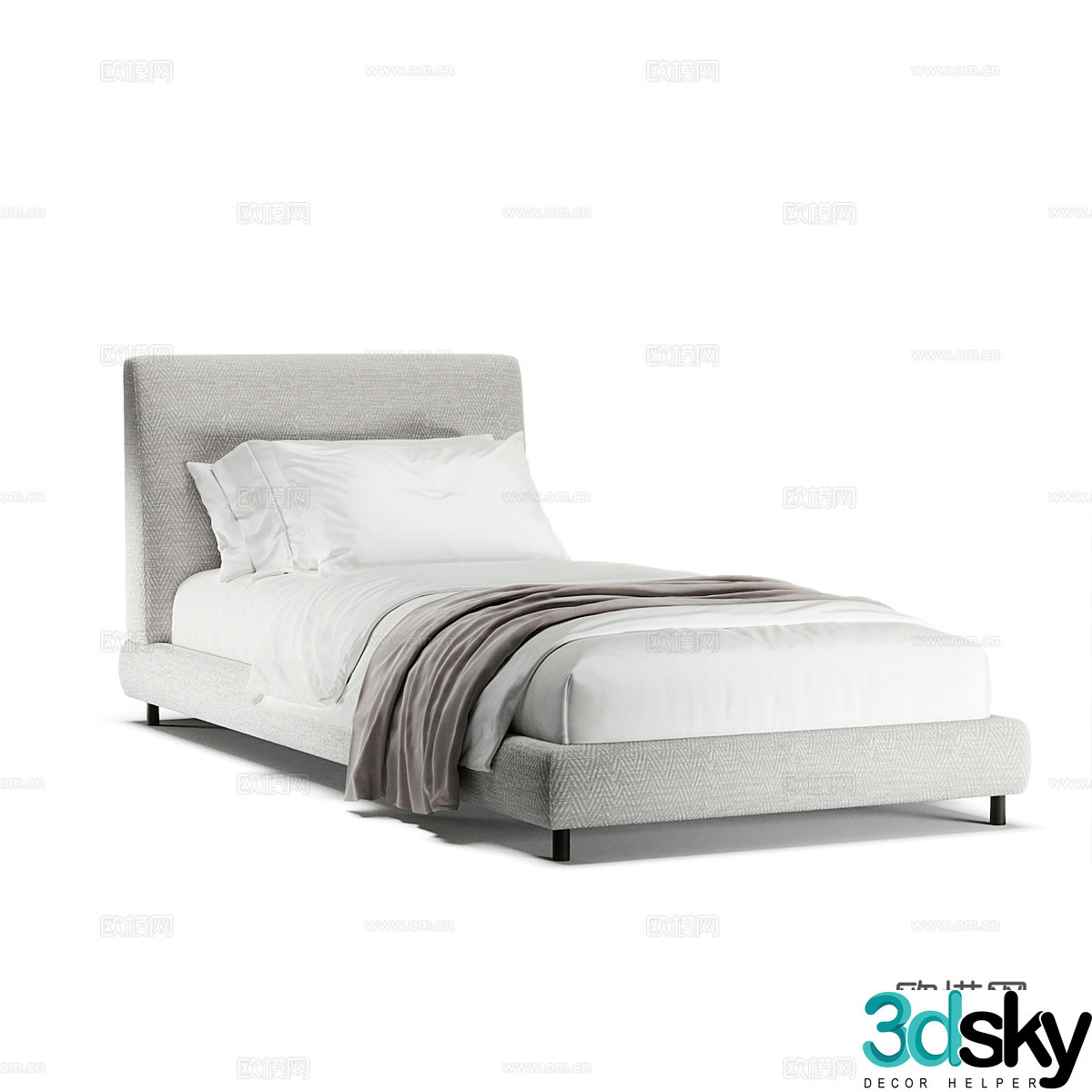 Modern simple single bed Single bed Simple bed Bedroom bed Pillow 3D model