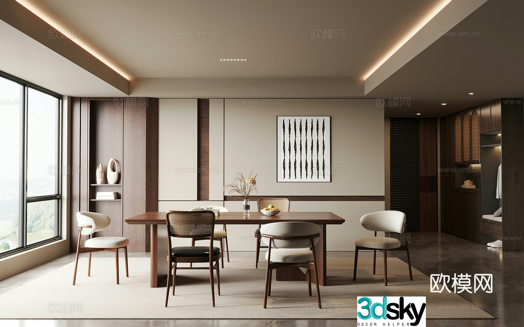 Restaurant Middle style restaurant Dining table and chair combination 3D model