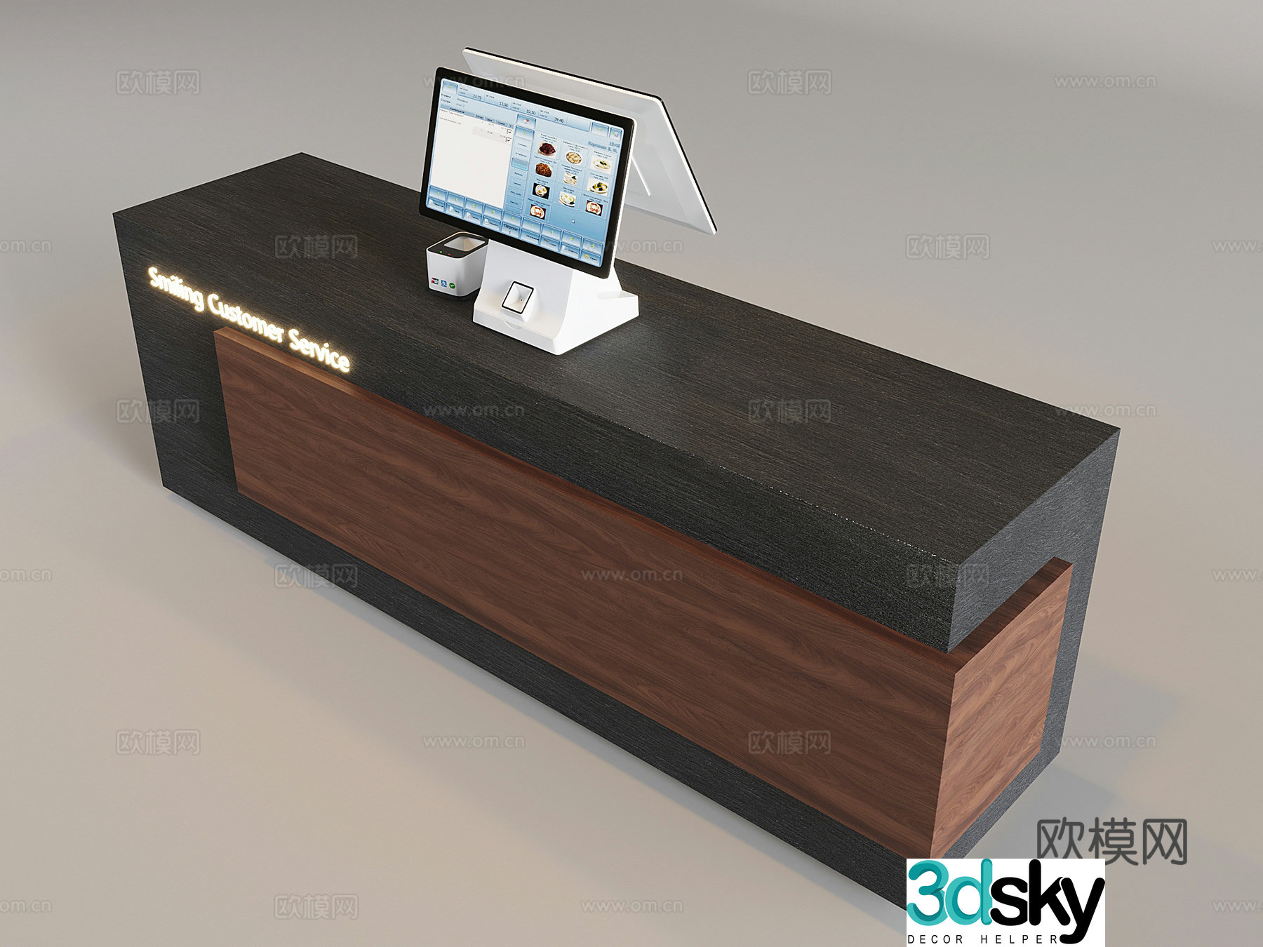 Wasabi Middle Style Cashier Bar Reception Desk Ordering Machine Front Desk Cash System 3D Model