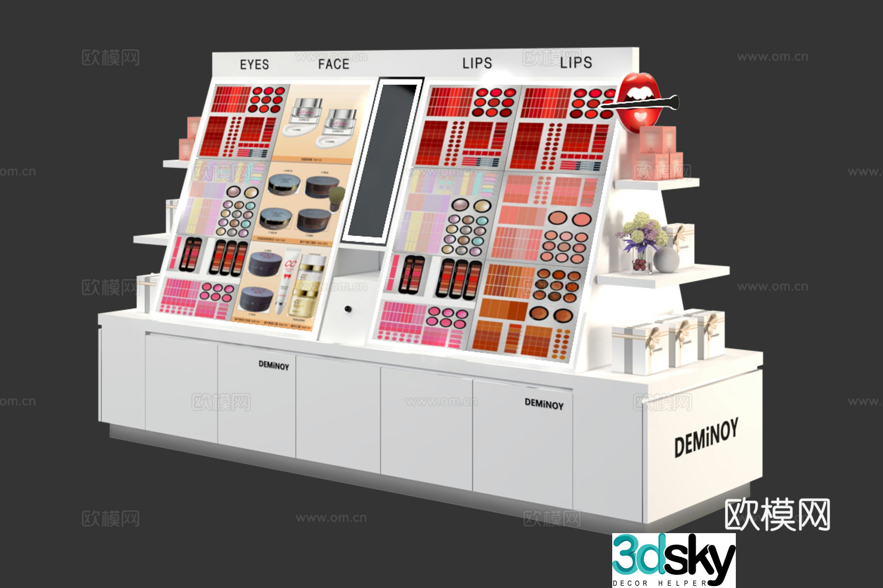 Showcase shelves Cosmetics cabinet Cosmetics counter Cosmetics cabinet Cosmetics 3D model