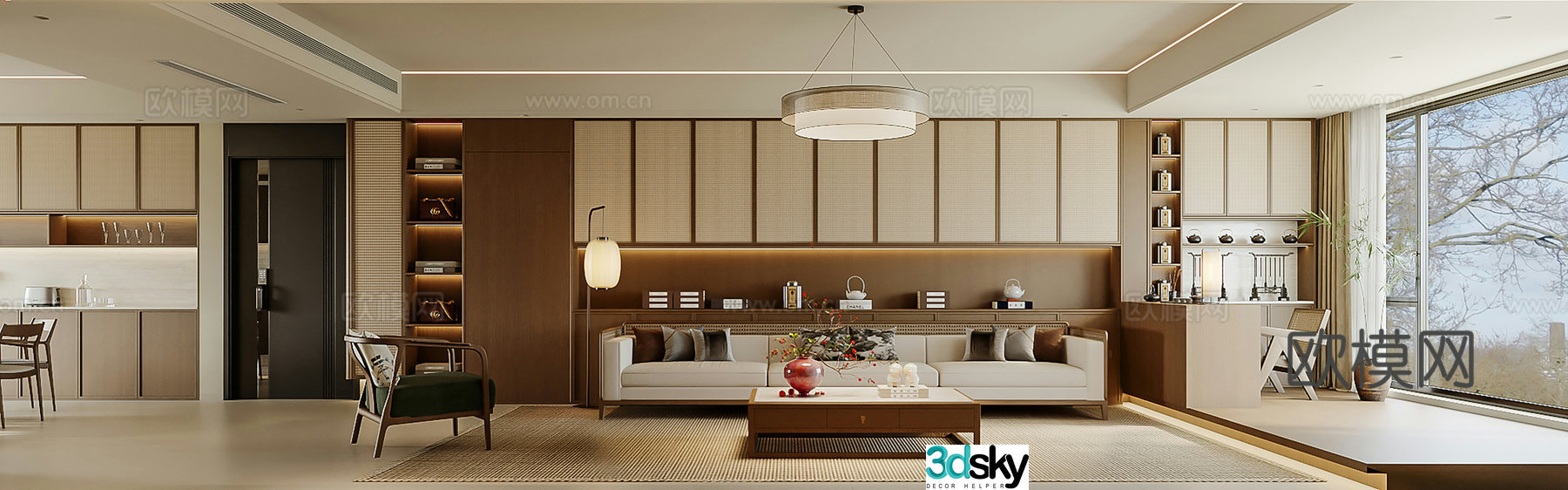 Song style living restaurant Song style aesthetics New Chinese style living restaurant Zen 3D model