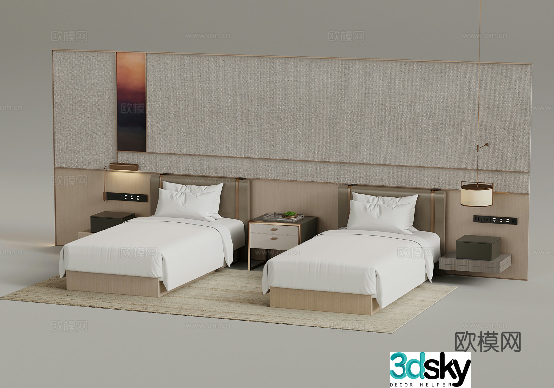 Double bed Modern hotel double bed 3d model